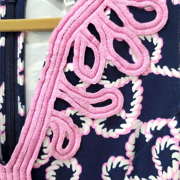 Crown & Ivy Elegant Pink and Navy Midi Dress, Size PS - Picture 4 of 5